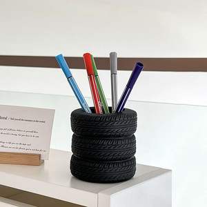 Porte-stylo en forme de pneu porte-crayon de pneu de voiture drôle Cactus succulent planteur Pot - Product Image 4