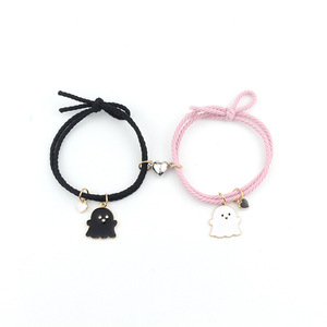 Gelang Pasangan Hantu Lucu Halloween, <span class=keywords><strong>Magnet</strong></span> Hati, Tali Elastis, Gelang Karet, Perhiasan Hadiah untuk Kekasih - Product Image 2