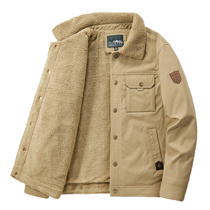 Giacca da Uomo Autunno Inverno in Stile Americano, Abbigliamento Sportivo Casual Antivento da Esterno, Spessa e Calda in Pile con Finitura in Tela - Product Image 5