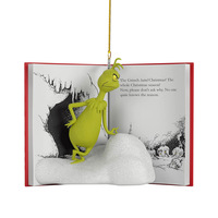 Vente en gros d'ornement d'arbre de Noël en acrylique double face Grinch Cartoon Cadeau de Noël suspendu