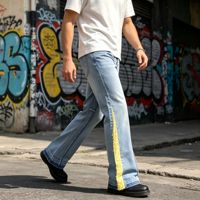 Jeans évasés vintage déchirés et délavés, style Y2K, taille haute, pour homme, style streetwear, hiver, directement de l'usine