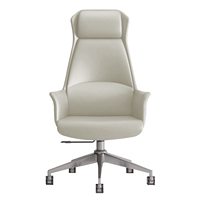 Chaise de bureau ergonomique en cuir véritable, hauteur réglable, inclinable, design minimaliste, appui-tête standard, base en métal, Mekia Office
