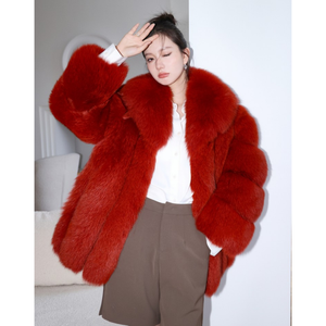 Manteau de fourrure de renard rouge personnalisé veste d'hiver unisexe avec fourrure pour les femmes recadrée grande taille luxe dames longue veste de fourrure véritable - Product Image 6