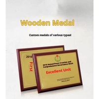 Nouvelle Médaille Trophée Demi-Sphère Créative en Bois Massif Faite à la Main Style Sportif avec Plaque Gravée au Laser en Feuille d'Or et Logo Personnalisé