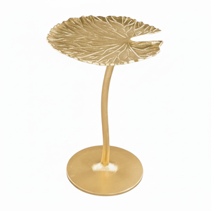 Mesa auxiliar de Metal de estilo moderno, tapa de hoja con acabado dorado, muebles de decoración para el hogar, muebles de sala de estar redondeados - Product Image 1