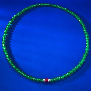 Cadena de cuentas de calcedona, colgante con incrustaciones de plata verde imperial de hielo con collar de cuerda completa de 6mm, 50cm - Product Image 2