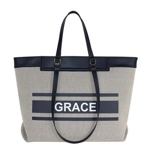 Bolsa de lona personalizada Sedex Bsci de gran capacidad, impresa con letras, de algodón, para mujer, ideal para la playa o compras. - Product Image 4