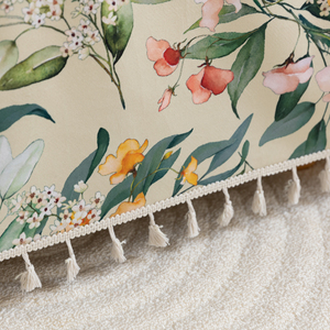 Minimalist Leaf-Printed Nordic Style 100% Polyester <b>Sofa</b> Towel <b>Cover</b> Fringe Trim Washable Waterproof Cushion Protector Living - Product Image 4