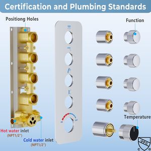 Robinet de douche intelligent 4 voies à bouton-poussoir, mitigeur dissimulé à 4 sorties, multifonctionnel, contrôle <span class=keywords><strong>du</strong></span> débit - Product Image 4