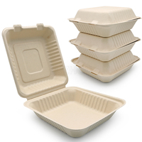 1500ml 9 pouces sulfurisé microwavable écologique bagasse biodégradable jetable alimentaire déjeuner restauration boîte emballage