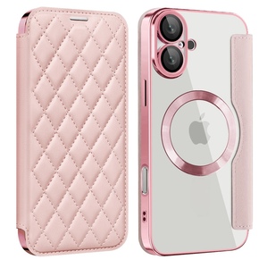 <span class=keywords><strong>IPhone</strong></span> 17 Pro Max 15 Plus 16 Pro 14 <span class=keywords><strong>13</strong></span> 12 avec fente pour carte et étui de <span class=keywords><strong>protection</strong></span> pour objectif Étui de téléphone en cuir magnétique galvanisé - Product Image 1