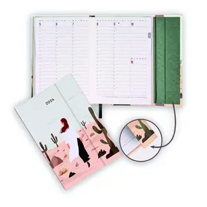 Benutzer definierte Planer Notizbuch Druck Tagebuch Tagebücher Agenda mit Magnet Cover für 2024