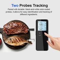 Termómetro de Cocina Digital de Doble Sonda con Pantalla LCD, Resistente al Agua IP67, de Acero Inoxidable, con Control Inalámbrico por Aplicación Inteligente para Carne