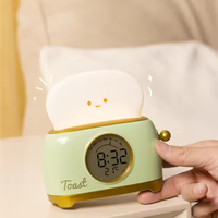 Lampe grille-pain LED personnalisable Réveil à luminosité réglable rechargeable par USB pour chambre à coucher Mini veilleuse à utiliser dans la chambre