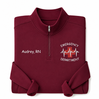 Sweat-shirt d'infirmière brodé pour femme, doublé, à col zippé, pour l'hiver, idéal pour les services d'urgence - Cadeau personnalisé pour infirmière