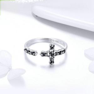 Design elegante Gothic Black Zircon <span class=keywords><strong>Retro</strong></span> <span class=keywords><strong>Ring</strong></span> 925 Sterling Silver Adequado para homens e mulheres - Product Image 4
