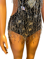 Novance Y4242 Produits les plus vendus Strass Paillettes Costumes de danse latine pour femmes Tenues de club sexy Combinaison noire une pièce