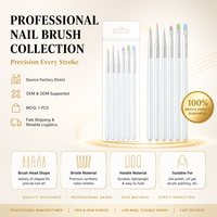 Juego de Pinceles para Uñas Multifuncionales con Soporte OEM, Mango de Plástico de Nailon de Colores, Aplicación Suave, Herramientas para Delineado de Gel Francés