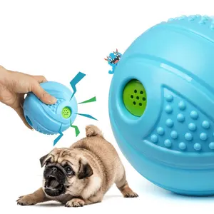 새로운 디자인 기발한 애완 동물 장난감 TPU 개 씹는 장난감 꽥꽥 소리 나는 개 공 대화 형 야외 훈련 개 장난감