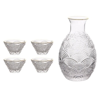 Fabricants Vente en gros Verre japonais Xiangyun Pot à saké Chauffe-vin Maison Transparent Rayure Vin blanc Coffret cadeau