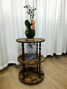 Rustic Antique Wooden Three-<b>Tier</b> Round Home Furniture Storage <b>Stand</b> for Living Room <b>Plant</b> Display and Decorative Use - Product Image 4