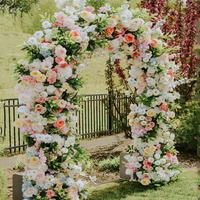 Arche de fleurs artificielles HK-UFA020 pour mariage, rose, verte, avec arrangements roses et violets