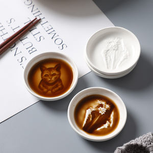 Plato de salsa de cerámica de dibujos animados creativos de 3 "al por mayor con mango Plato de <span class=keywords><strong>sushi</strong></span> encantador para viajes para hoteles - Product Image 3
