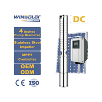 WINSOLAR Pompe à Eau Solaire DC 4 Pouces, Prix avec Turbine en Acier Inoxydable SS304, pour Système Solaire