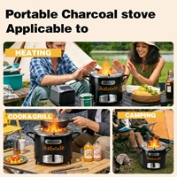 Réchaud à Charbon Moderne Autoportant en Acier Inoxydable pour Usage Domestique, Poêle à Bois d'Extérieur pour Barbecues de Camping