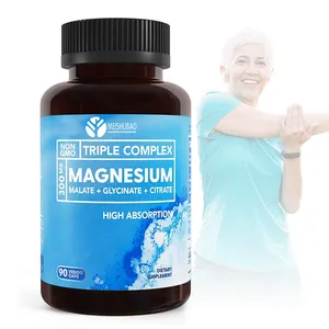 Gran oferta de complejo de magnesio triple para relajación muscular, sueño, calma, cápsulas de magnesio compuestas, cápsulas veganas