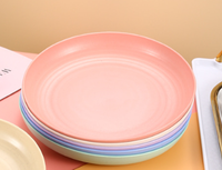Plat en plastique alimentaire recyclable coloré de style nordique assiettes rondes de paille de blé de fête élégante