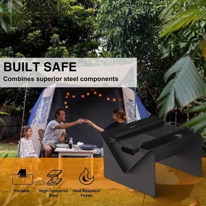 Brasero de camping de haute qualité en acier au carbone, foyer portable pliable, gril barbecue, anneau de foyer à bois - Product Image 6