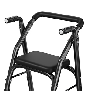 Déambulateur pliable en alliage d'aluminium avec siège, aide à la mobilité réglable en hauteur pour personnes âgées, seniors et handicapés - Product Image 3