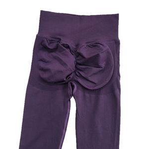 Leggings taille haute pour femme avec logo, effet froncé aux fesses, sans couture, extensibles, pour le sport et la gym, effet push-up et galbe des fesses, coupe ajustée - Product Image 1