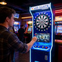 Nouvelle version Leo DARTS Machine à fléchettes à monnayeur en acier inoxydable pour bars et sports, avec coffret en bois, machine d'amusement universelle
