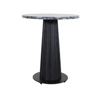 Table console moderne haut de gamme en marbre indien avec piétement cannelé noir en bois de manguier massif et fer pour salon