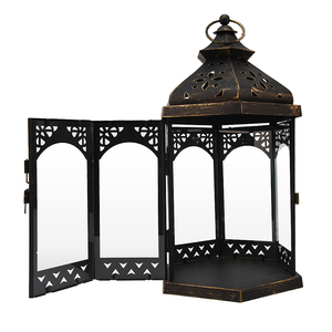 Juego de 3 farolillos marroquíes para decoración de boda de metal reutilizables colgantes de hierro negro mate - Product Image 6