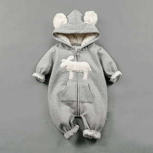 Vêtements pour bébés en gros, vêtements chauds pour bébés, combinaison en flanelle à manches longues pour l'hiver, combinaison à capuche avec des animaux - Product Image 2