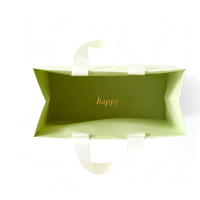 Sac Cadeau de Luxe en Papier Mat Couleur Menthe Claire avec Lettres Dorées Estampées et Large Poignée en Tissu – Idéal pour Vêtements et Commerce de Détail