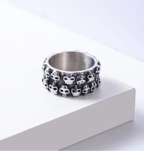 สไตล์กอธิคกะโหลกแหวนสแตนเลสไวกิ้งพระเครื่องRuneเข็มทิศแหวนVINTAGEแกะสลักมวยกําปั้นผู้ชายแหวน - Product Image 2