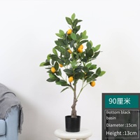 Ornements de sol en bonsaï de fruits d'intérieur en pot de plantes vertes simulées Citronnier artificiel décoratif en pot pour jardin extérieur