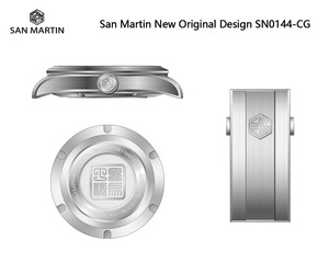 Montre GADA pour homme San Martin 39 mm en acier inoxydable avec cadran émaillé Sunray JianZhan, mouvement automatique 90S5, luminescence BGW-X1, étanchéité 10 bars, verre saphir, bracelet à 5 maillons - Product Image 6