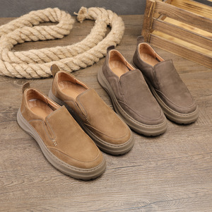 Mocassins en daim à bout rond, à enfiler, semelle extérieure en caoutchouc souple, chaussures décontractées pour hommes, automne - Product Image 1