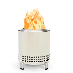 Kompor meja Mini baja tahan karat, kompor pembakar kayu dengan dudukan tanpa asap taman teras luar ruangan lubang api portabel