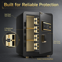 Caja Fuerte de Seguridad para el Hogar y Hoteles, de Acero Aleado, con Teclado Biométrico de Huellas Dactilares y 4 Pernos de Acero, Interior Dorado de Lujo
