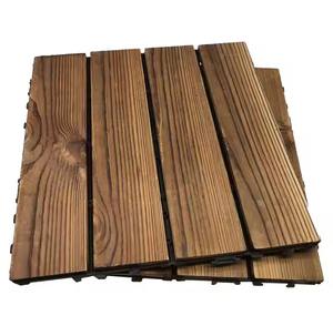 Dalles de terrasse en pin carbonisé de couleur naturelle pour cour, décoratives, à emboîtement, pour extérieur et intérieur, bricolage - Product Image 1