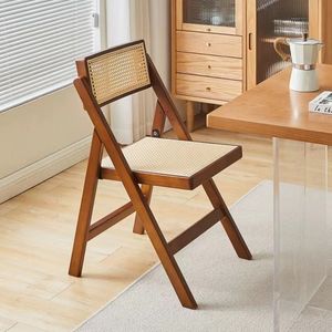 Silla de Comedor Plegable de Ratán de Lujo Ligero con Respaldo, Diseño de Madera Maciza Estilo Japonés para Hogar, Oficina, Apartamento, Baño, <span class=keywords><strong>Taller</strong></span> - Product Image 5