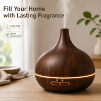 Humidificateur d'aromathérapie Faner à grain de bois, USB, 400 ml, style vase, brume fine, 36 dB, pour usage domestique et commercial, fonction de minuterie