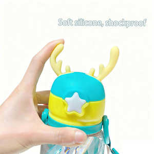 Cartoon <b>Adult</b> <b>Water</b> <b>Bottle</b> <b>for</b> School Travel Sports & Outdoor Use <b>with</b> <b>Straw</b> Leak-Proof Spout Cover Eco-Friendly Dishwasher Safe - Product Image 6