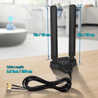 Antenne WiFi 6E Tri-Bande Eightwood 6GHz/5GHz/2.4GHz avec Base Magnétique pour Gaming, Câble d'Extension 65ft, Carte WiFi 6E PCIe pour PC/Ordinateur de Bureau, Routeur